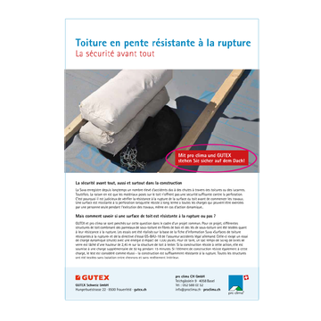 Dépliant : Toiture en pente résistante à la rupture
